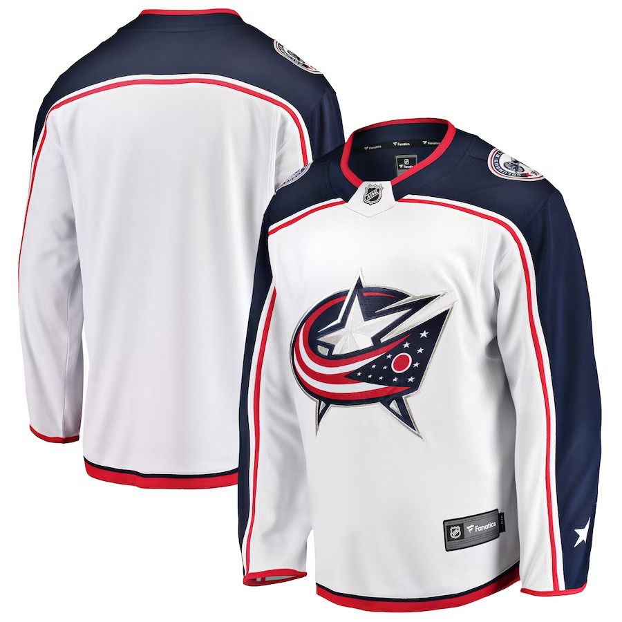 Men Columbus Blue Jackets Fanatics Branded White Breakaway Away NHL Jersey->columbus blue jackets->NHL Jersey